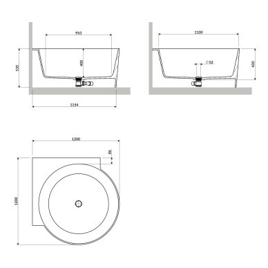 Balta blizgi apvali kampinė lieto akmens vonia Omnires OVO M+ 120 x 120 cm 3 Balta blizgi apvali kampinė lieto akmens vonia Omnires OVO M+ 120 x 120 cm 3