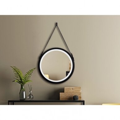Apvalus veidrodis Ruke Belt su LED apšvietimu plačiame rėmelyje su dirželiu (spalvų ir dydžių pasirinkimas) 2