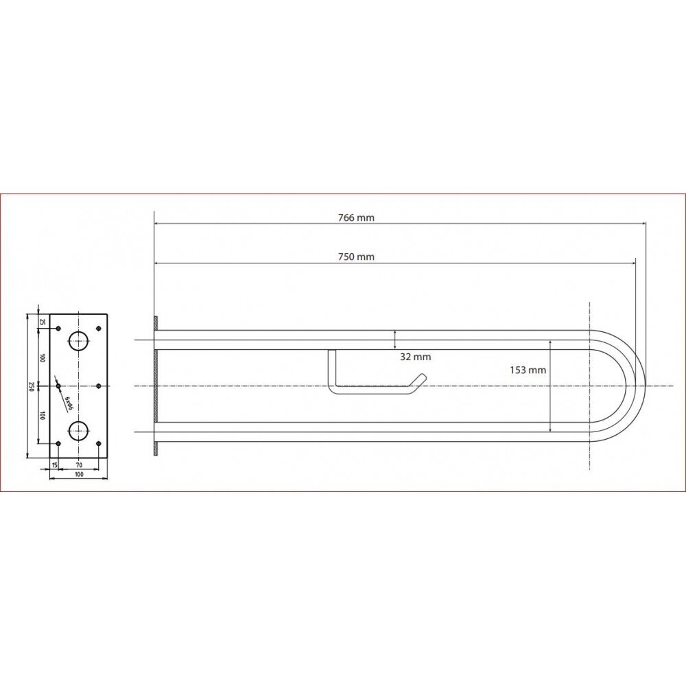 Atrama BEMETA 750 mm, nerūdijančio plieno matinė su wc popieriaus laikikliu ir tvirtinimo apdaila 1 Atrama BEMETA 750 mm, nerūdijančio plieno matinė su wc popieriaus laikikliu ir tvirtinimo apdaila 1