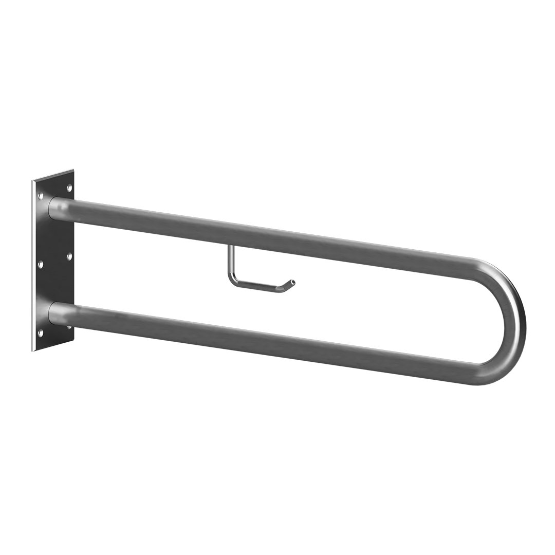 Atrama BEMETA 750 mm, nerūdijančio plieno matinė su wc popieriaus laikikliu ir tvirtinimo apdaila Atrama BEMETA 750 mm, nerūdijančio plieno matinė su wc popieriaus laikikliu ir tvirtinimo apdaila
