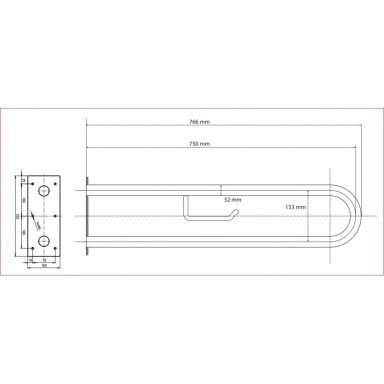 Atrama BEMETA 750 mm, nerūdijančio plieno matinė su wc popieriaus laikikliu ir tvirtinimo apdaila Atrama BEMETA 750 mm, nerūdijančio plieno matinė su wc popieriaus laikikliu ir tvirtinimo apdaila