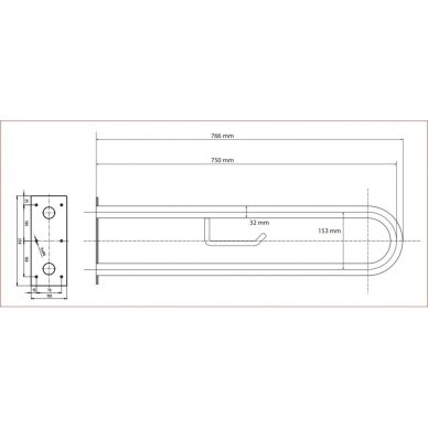 Atrama BEMETA 750 mm, nerūdijančio plieno matinė su wc popieriaus laikikliu ir tvirtinimo apdaila 1 Atrama BEMETA 750 mm, nerūdijančio plieno matinė su wc popieriaus laikikliu ir tvirtinimo apdaila 1
