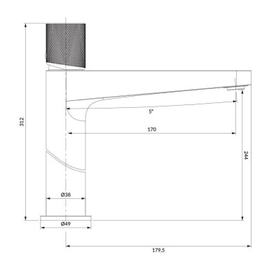Aukštas antracito spalvos maišytuvas praustuvui Omnires Contour CT8012AT