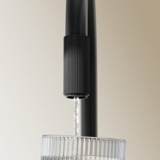 Juodos matinės spalvos maišytuvas virtuvės plautuvei su jungtimi vandens filtravimo sistemai Omnires Switch