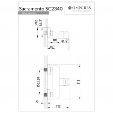 Baltos/chromo spalvos dušo maišytuvas Omnires Sacramento SC2340CRB