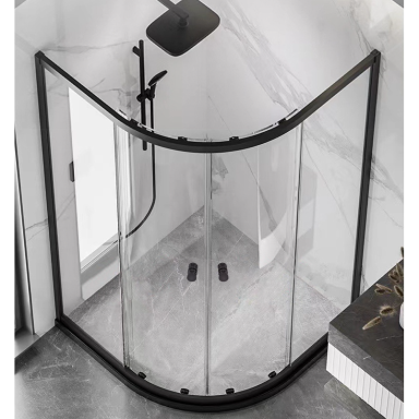 Brasta Glass pusapvalė kabina FRIDA 900x900x1900 juodos spalvos Brasta Glass pusapvalė kabina FRIDA 900x900x1900 juodos spalvos
