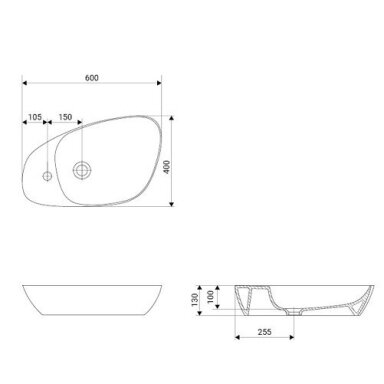 Baltos blizgios spalvos pastatomas ant stalviršio praustuvas Meissen Keramik KONTRA 60 cm su lentynėle ir skyle maišytuvui Baltos blizgios spalvos pastatomas ant stalviršio praustuvas Meissen Keramik KONTRA 60 cm su lentynėle ir skyle maišytuvui