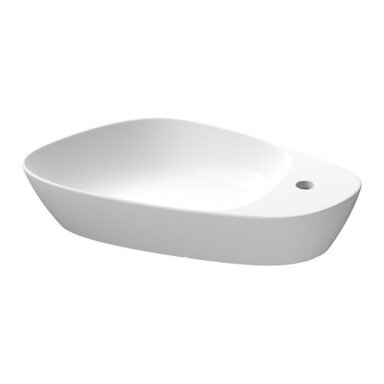 Baltos blizgios spalvos pastatomas ant stalviršio praustuvas Meissen Keramik KONTRA 60 cm su lentynėle ir skyle maišytuvui Baltos blizgios spalvos pastatomas ant stalviršio praustuvas Meissen Keramik KONTRA 60 cm su lentynėle ir skyle maišytuvui