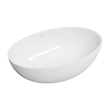 Baltos blizgios spalvos pastatomas ant stalviršio praustuvas Omnires SHELL M+ SHELL500UNBP 50 x 32 cm
