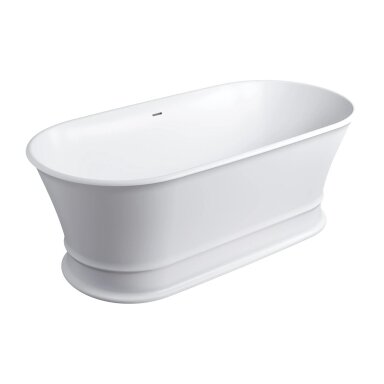 Baltos matinės spalvos lieto akmens Omnires Marble+ Classica vonia 170 x 84 cm
