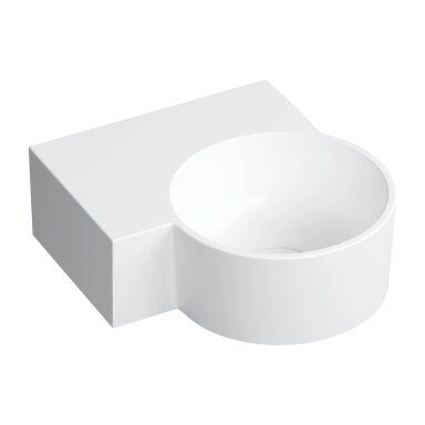Baltos matinės spalvos pakabinamas/pastatomas ant stalviršio praustuvas Omnires OVO M+ 33 x 34 cm (kairė) Baltos matinės spalvos pakabinamas/pastatomas ant stalviršio praustuvas Omnires OVO M+ 33 x 34 cm (kairė)