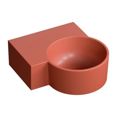 Matt terracotta spalvos pakabinamas/pastatomas ant stalviršio praustuvas Omnires OVO M+ 33 x 34 cm (kairė) Matt terracotta spalvos pakabinamas/pastatomas ant stalviršio praustuvas Omnires OVO M+ 33 x 34 cm (kairė)