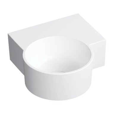 Baltos matinės spalvos pakabinamas/pastatomas ant stalviršio praustuvas Omnires OVO M+ 33 x 34 cm (dešinė) Baltos matinės spalvos pakabinamas/pastatomas ant stalviršio praustuvas Omnires OVO M+ 33 x 34 cm (dešinė)