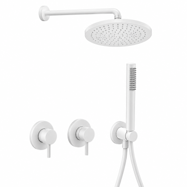 Baltos matinės spalvos potinkinė dušo sistema Paffoni Light