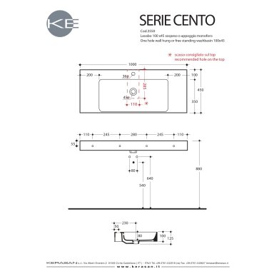 Baltos spalvos Kerasan Cento pakabinamas arba pastatomas praustuvas 100×45 cm Baltos spalvos Kerasan Cento pakabinamas arba pastatomas praustuvas 100×45 cm