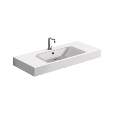 Baltos spalvos Kerasan Cento pakabinamas arba pastatomas praustuvas 100×45 cm Baltos spalvos Kerasan Cento pakabinamas arba pastatomas praustuvas 100×45 cm