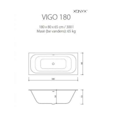 Balteco Xonyx VIGO akmens masės vonia 180x80 cm, baltos matinės spalvos 4