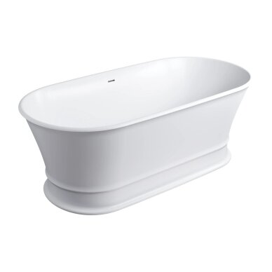 Baltos matinės spalvos lieto akmens Omnires Marble+ Classica vonia 170 x 84 cm