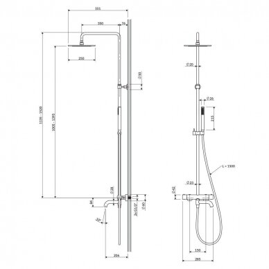 Baltos matinės spalvos virštinkinė termostatinė dušo / vonios sistema su stacionaria galva ir snapu Omnires Y1234WM 1 Baltos matinės spalvos virštinkinė termostatinė dušo / vonios sistema su stacionaria galva ir snapu Omnires Y1234WM 1