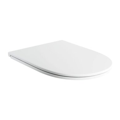 Baltos matinės spalvos plonas lėtai užsidarantis WC dangtis Omnires Comfort (Silent Power technologija)