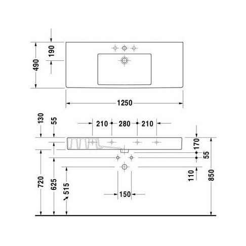 Baldinis/pakabinamas praustuvas Duravit Vero 125 cm 1 Baldinis/pakabinamas praustuvas Duravit Vero 125 cm 1