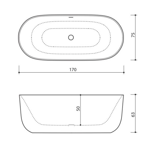 Balteco Marin XONYX Akmens masės vonia, 169x75 4 Balteco Marin XONYX Akmens masės vonia, 169x75 4