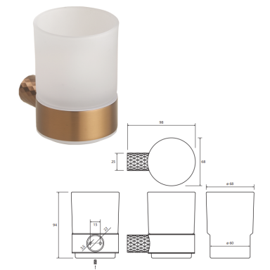 Bemeta Dantų šepetėlio laikiklis, auksinio vario spalva