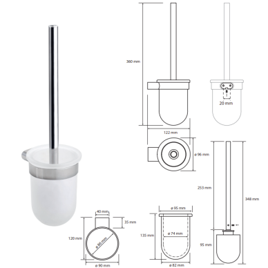 Bemeta organic WC šepečio laikiklis stiklinis pakabinamas 3 Bemeta organic WC šepečio laikiklis stiklinis pakabinamas 3