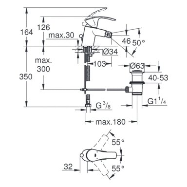 Bidė maišytuvas Grohe Eurosmart New Bidė maišytuvas Grohe Eurosmart New