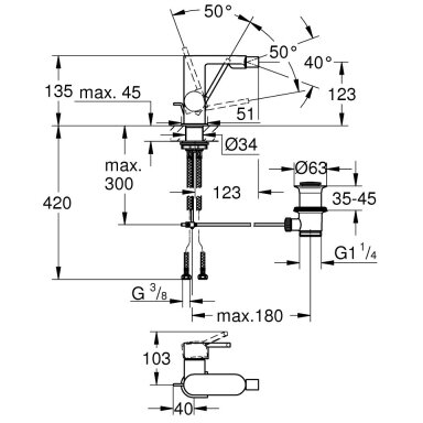 Bidė maišytuvas Grohe GROHE PLUS Bidė maišytuvas Grohe GROHE PLUS