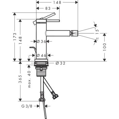 Bide maišytuvas Hansgrohe Tecturis S Bide maišytuvas Hansgrohe Tecturis S