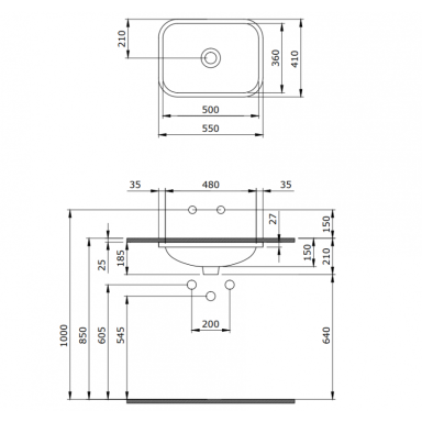Bocchi Scala Arch 550x410 po stalviršiu montuojamas praustuvas Bocchi Scala Arch 550x410 po stalviršiu montuojamas praustuvas