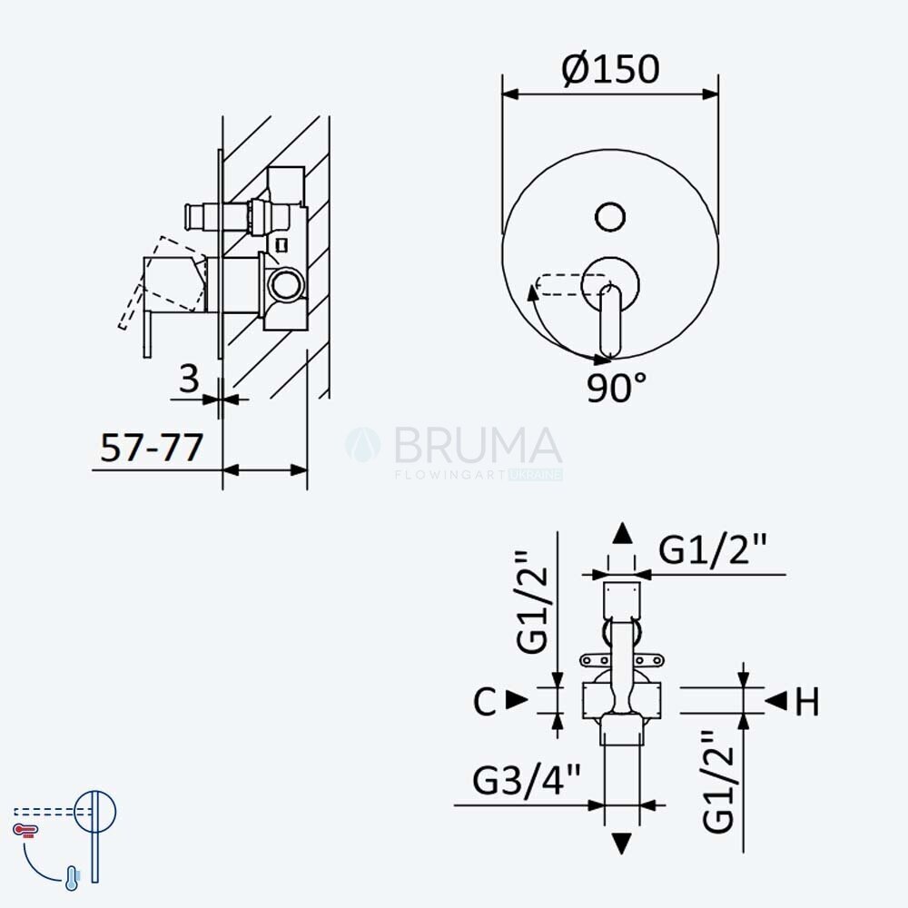 BRUMA X-Alpha potinkinis nerūdijančio plieno dušo maišytuvas 1