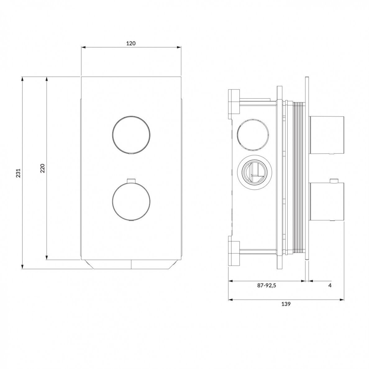 Braižyto aukso spalvos termostatinis dušo/vonios maišytuvas Omnires Contour CT8036GLB 1