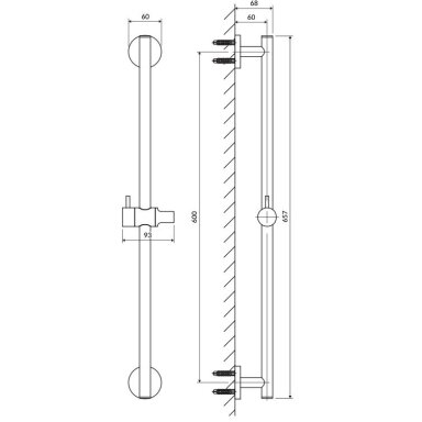 Matinės nerūdijančio plieno spalvos dušo stovelis Omnires 66 cm Matinės nerūdijančio plieno spalvos dušo stovelis Omnires 66 cm