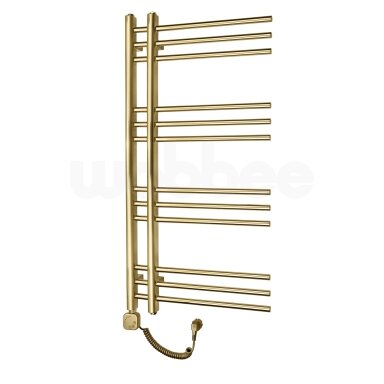 Braižyto aukso spalvos elektrinis rankšluosčių džiovintuvas WOBBEE GLASTON GOLD PVD 50x100 cm su laidu Braižyto aukso spalvos elektrinis rankšluosčių džiovintuvas WOBBEE GLASTON GOLD PVD 50x100 cm su laidu