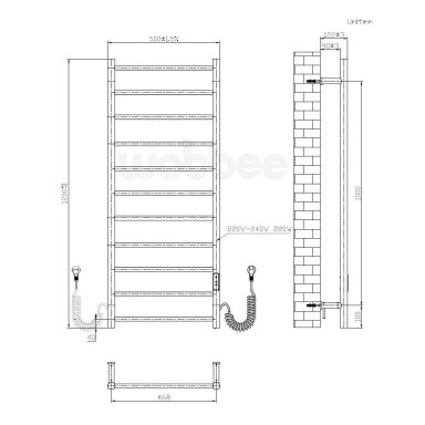 Braižyto vario PVD spalvos Wobbee LYMM elektrinis džiovintuvas 120x50cm Braižyto vario PVD spalvos Wobbee LYMM elektrinis džiovintuvas 120x50cm