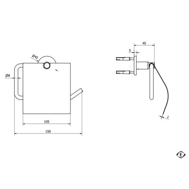 Brushed nickel spalvos tualetinio popieriaus laikiklis su dangteliu Teorema ABT Brushed nickel spalvos tualetinio popieriaus laikiklis su dangteliu Teorema ABT