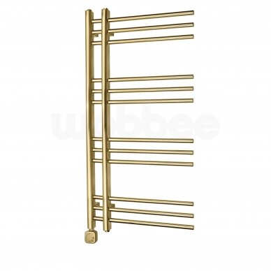 Braižyto aukso spalvos elektrinis rankšluosčių džiovintuvas WOBBEE GLASTON GOLD PVD 50x100 cm su paslėptu laidu 1