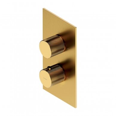 Braižyto aukso spalvos termostatinis dušo/vonios maišytuvas Omnires Contour CT8036GLB