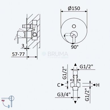BRUMA X-Alpha potinkinis nerūdijančio plieno dušo maišytuvas 1