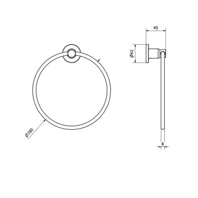 Brushed nickel spalvos žiedinė rankšluosčių kabykla Teorema ABT 1