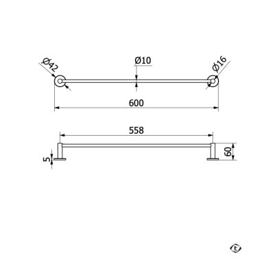 Brushed nickel spalvos rankšluosčių kabykla Teorema ABT 60 cm 1
