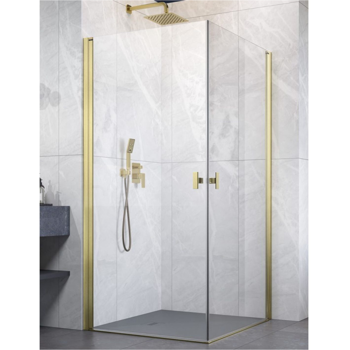 Radaway NES Brushed Gold KDD I kampinė dušo kabina