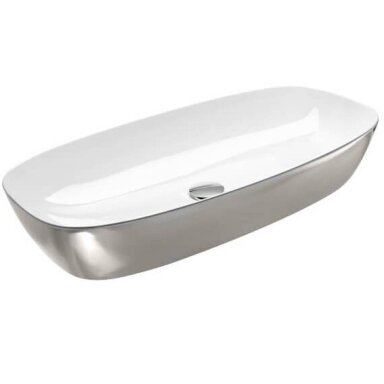 Catalano Gold&Silver Alveo 80 pastatomas ant stalviršio praustuvas, baltos/sidabro spalvos