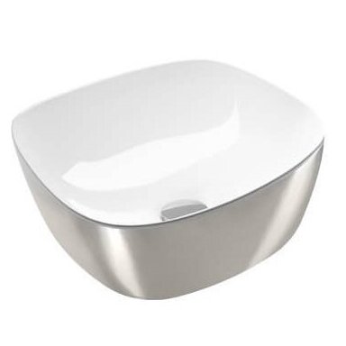 Catalano Gold&Silver Green Alvea 40 pastatomas ant stalviršio praustuvas, baltos/sidabro spalvos