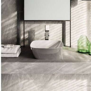 Catalano Gold&Silver Green Alvea 40 pastatomas ant stalviršio praustuvas, baltos/sidabro spalvos