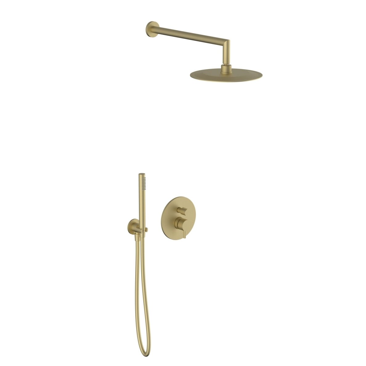 Soft brass spalvos potinkinė dušo sistema Teorema su apvalia dušo galva 25 cm