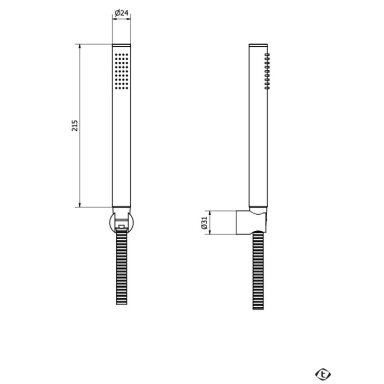 Brushed nickel spalvos dušo laikiklis su galvute ir žarna Teorema LAB 3.0 Brushed nickel spalvos dušo laikiklis su galvute ir žarna Teorema LAB 3.0
