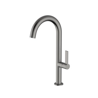 Brushed nickel spalvos maišytuvas plautuvei su pasukamu snapu Teorema
